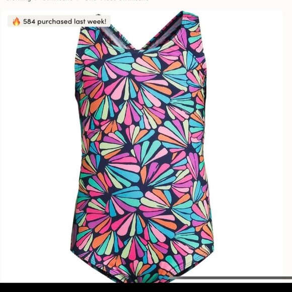Lands' End swimsuit little girl size 10/12 - Picture 6 of 8